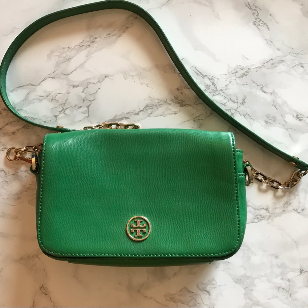Kelly green Tory Burch Robinson crossbody